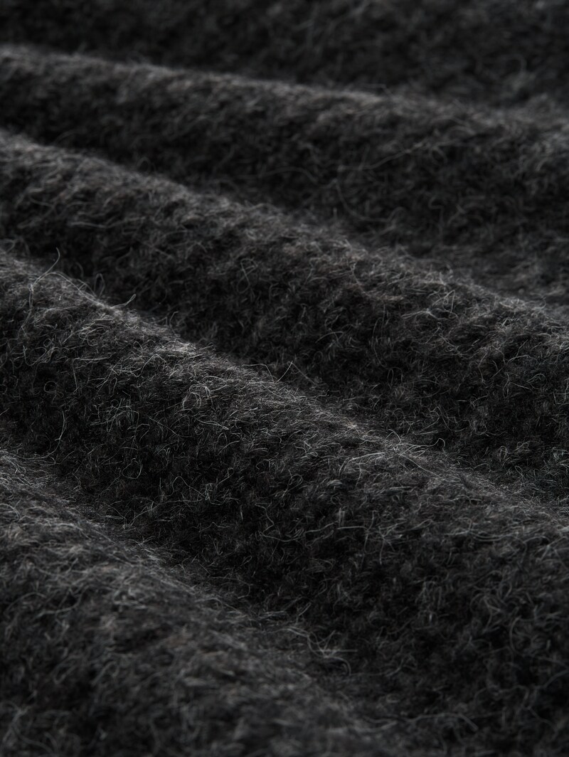 Tom Tailor Relaxed Fit Strickpullover mit Stehkragen - Shale Grey Melange