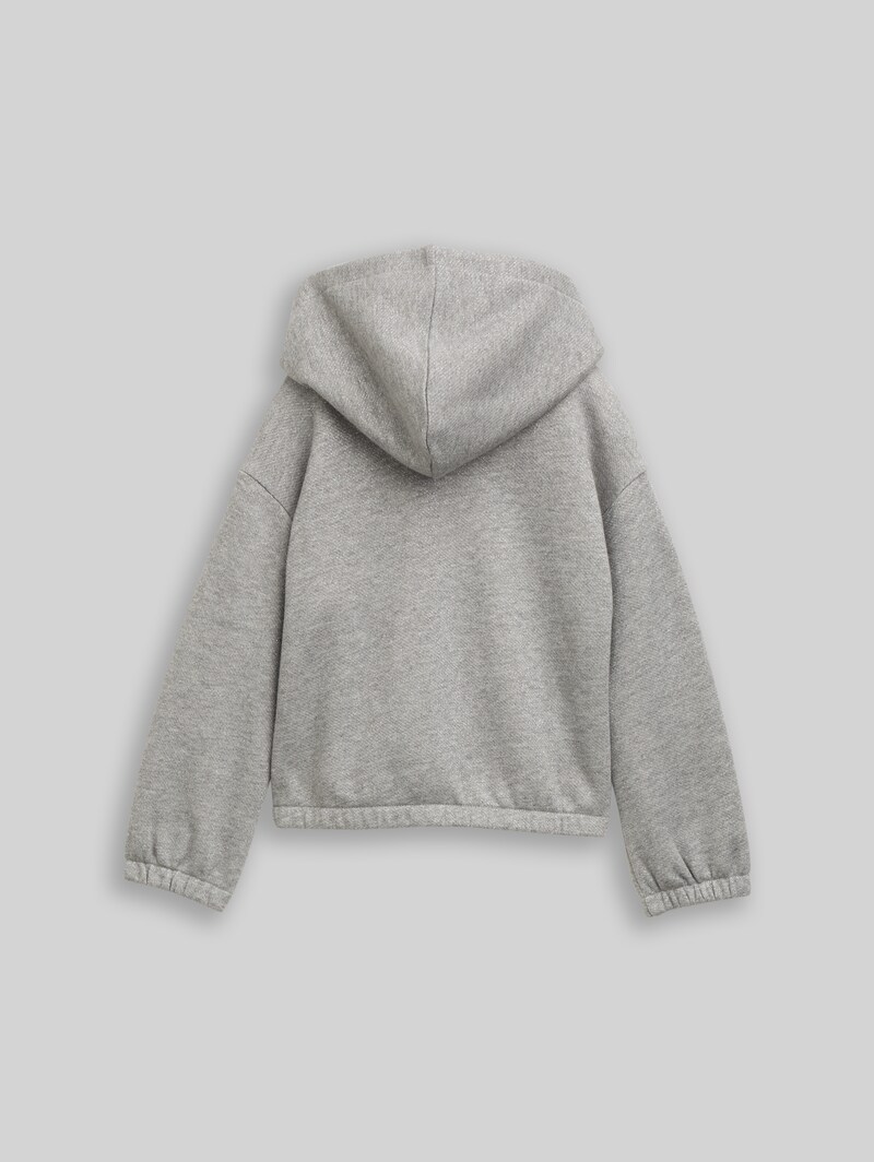 Tom Tailor Cropped Hoodie Sweatjacke in Glitzer-Optik - Grey Melange With Glitter Tom Tailor Cropped Hoodie Sweatjacke in Glitzer-Optik - Grey Melange With Glitter