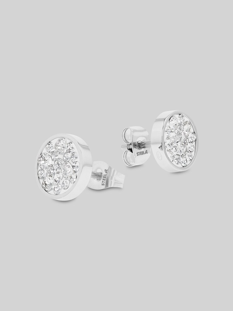 Tom Tailor Ohrstecker aus Edelstahl silber - Stein Kristallglas Crystal 001 - Silver