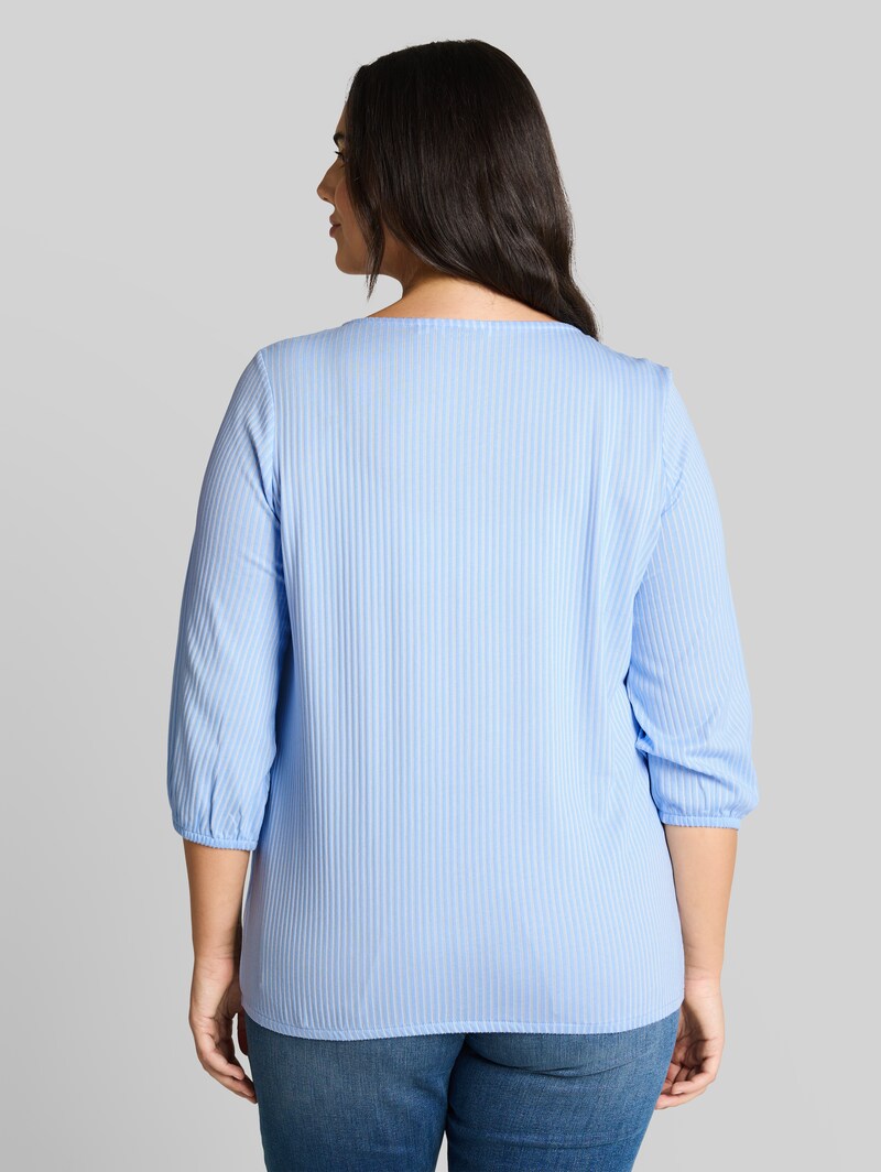 Tom Tailor Plus Size - Bluse mit Streifenmuster - Blue White Thin Stripe