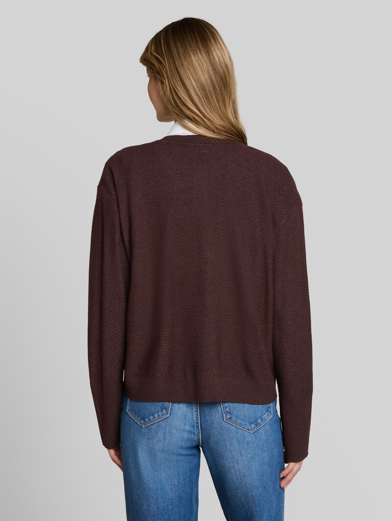 Tom Tailor Cardigan mit Rundhalsausschnitt - Java Dark Brown Melange