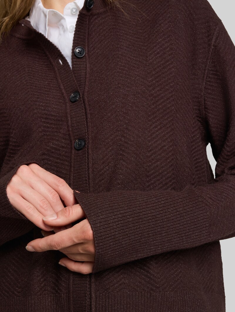 Tom Tailor Cardigan mit Rundhalsausschnitt - Java Dark Brown Melange