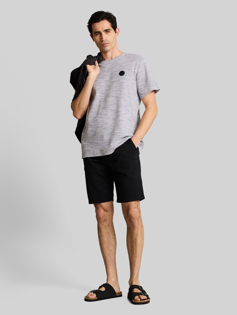 Tom Tailor T-Shirt mit Waffelstruktur - White Grey Waffle Inject