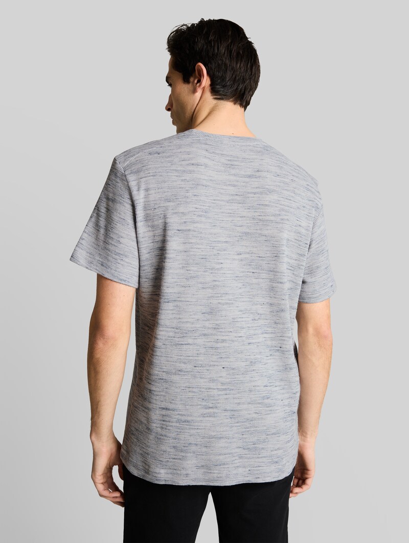 Tom Tailor T-Shirt mit Waffelstruktur - White Grey Waffle Inject