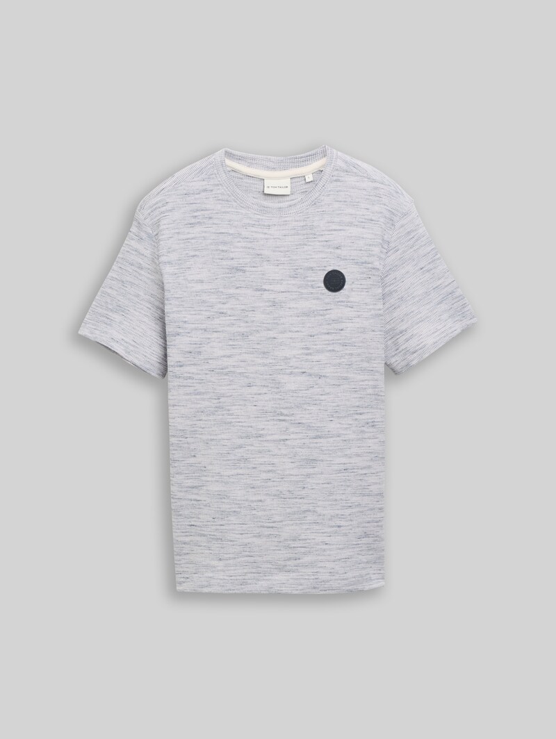 Tom Tailor T-Shirt mit Waffelstruktur - White Grey Waffle Inject