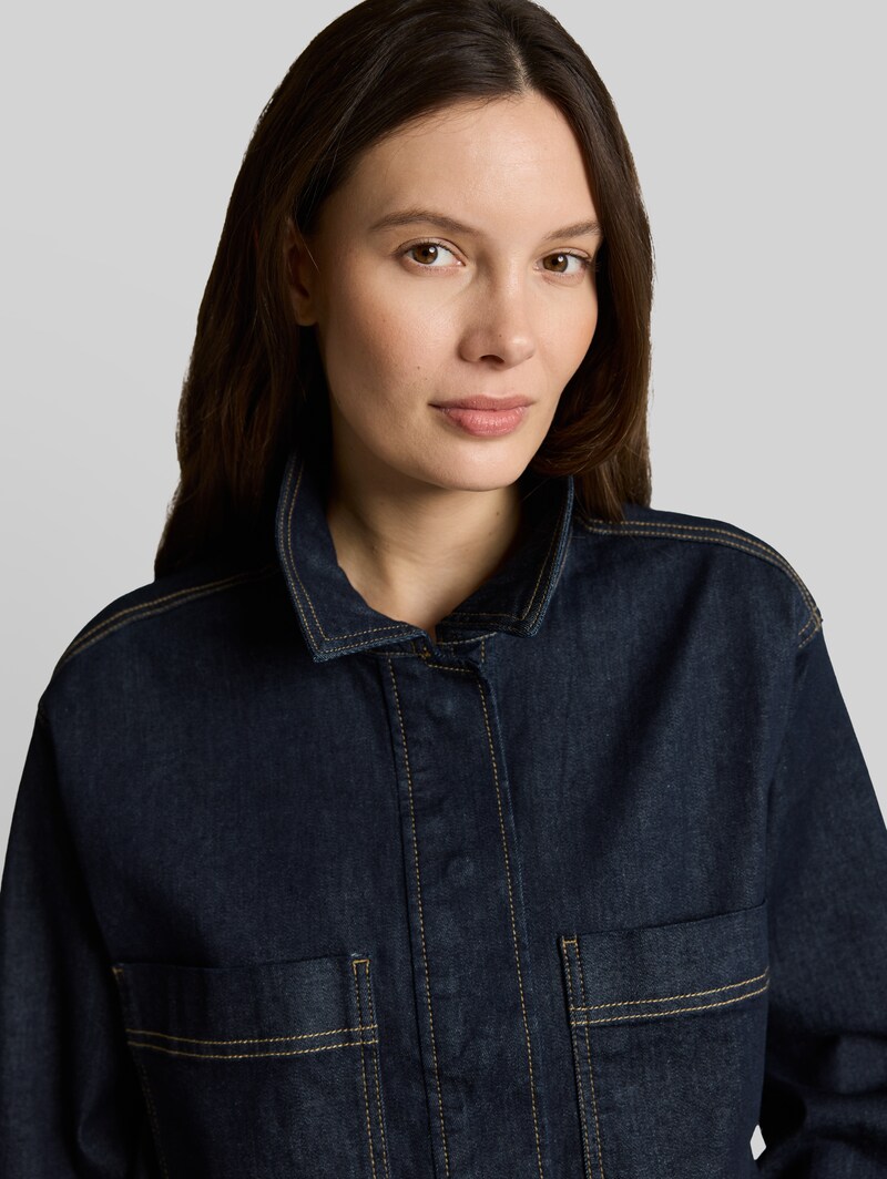 Tom Tailor Oversize Jeansjacke mit Brusttaschen - Deep Blue Denim