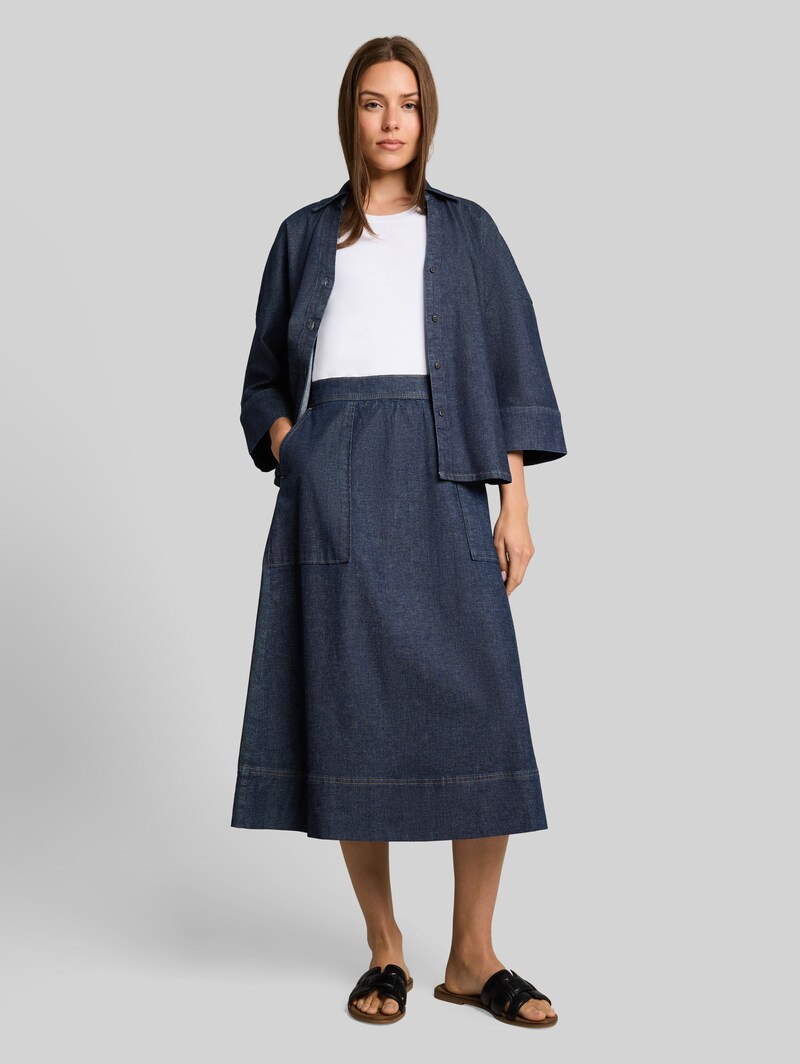 Tom Tailor Midi-Jeansrock mit Taschen - Blue Rinse Denim