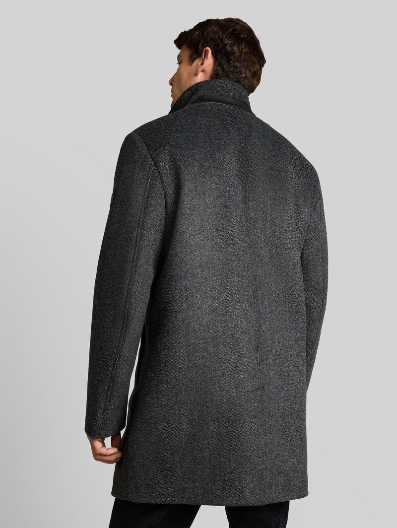 Tom Tailor 2-in-1 Wollmantel mit abnehmbarem Einsatz - Dark Grey Black Herringbone