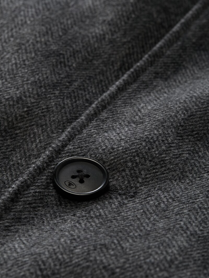 Tom Tailor 2-in-1 Wollmantel mit abnehmbarem Einsatz - Dark Grey Black Herringbone