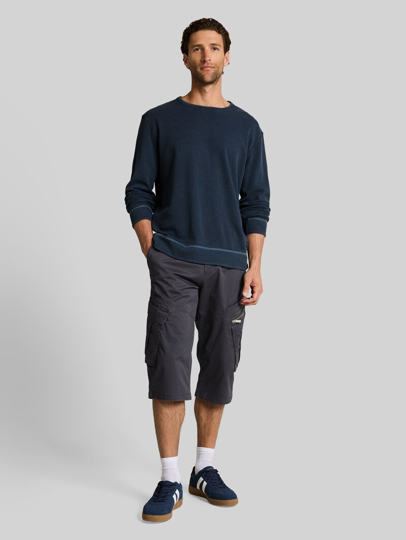 Tom Tailor TTMAX REGULAR Overknee Shorts mit Gürtel - Grey Mini Weave Print