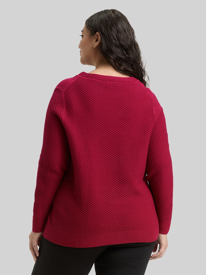 Tom Tailor Plus Size - Loose Fit Strickpullover aus Baumwolle - Rumba Red