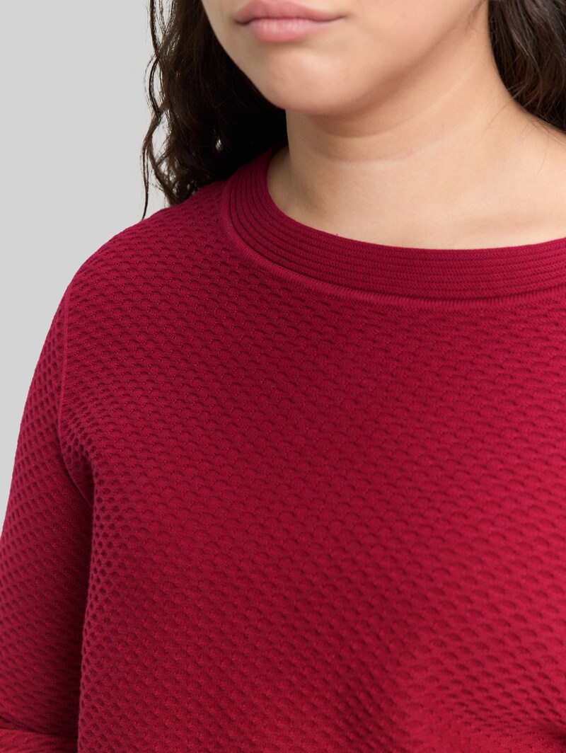 Tom Tailor Plus Size - Loose Fit Strickpullover aus Baumwolle - Rumba Red