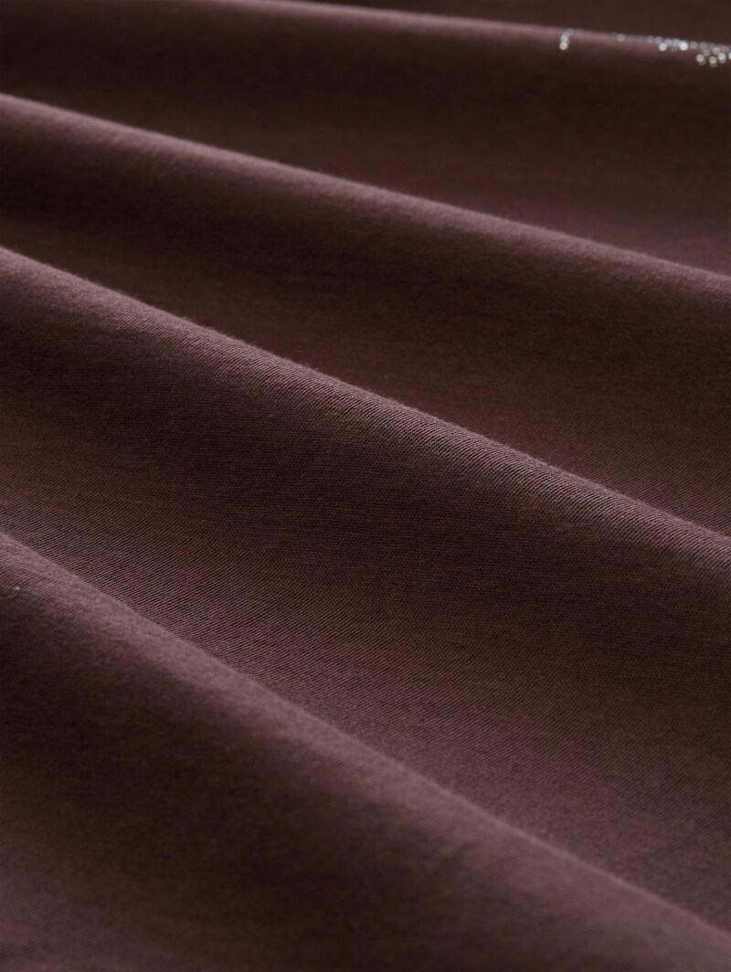 Tom Tailor T-Shirt mit Glitzer-Logo - Java Dark Brown