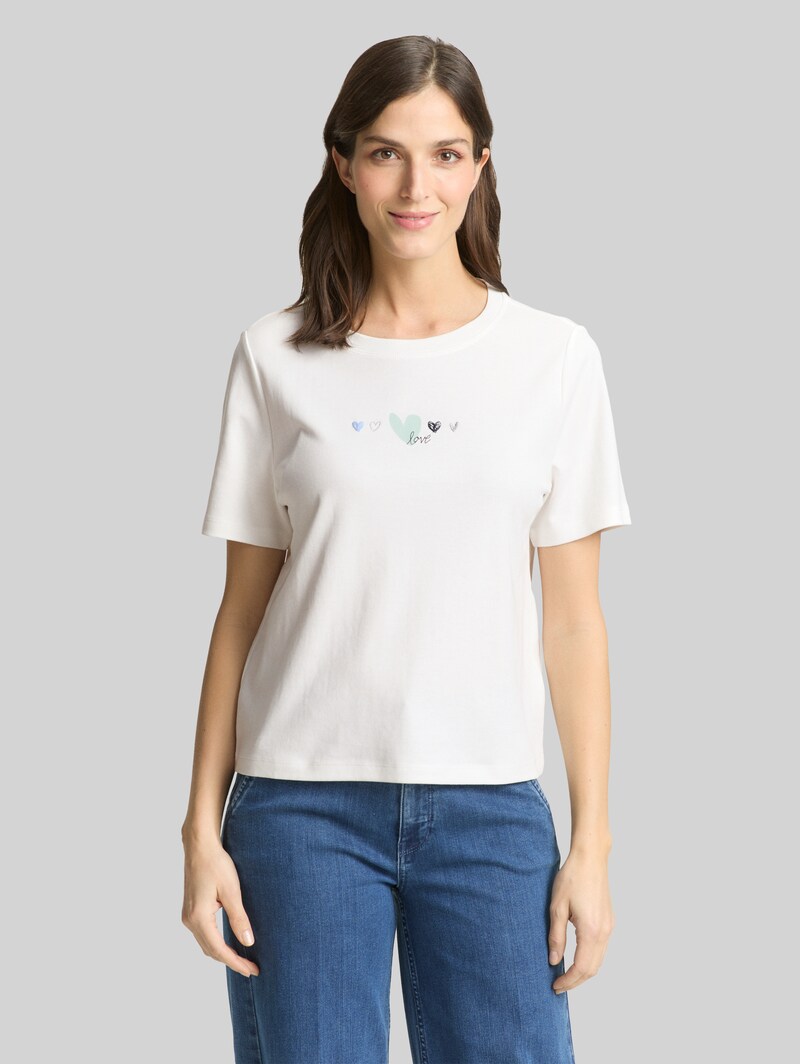 Tom Tailor T-Shirt aus Baumwolle - Off White Tom Tailor T-Shirt aus Baumwolle - Off White