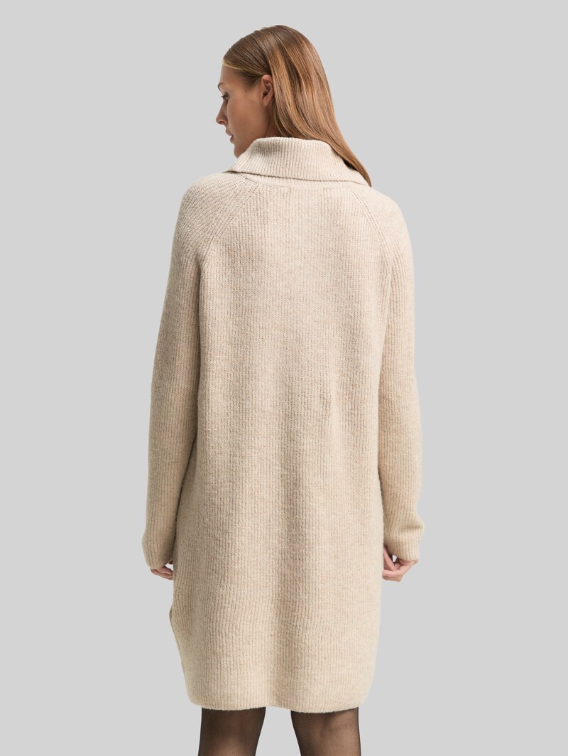 Tom Tailor Mini-Kleid mit Troyer-Kragen - Cosy Beige Melange