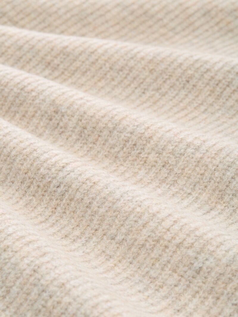 Tom Tailor Mini-Kleid mit Troyer-Kragen - Cosy Beige Melange