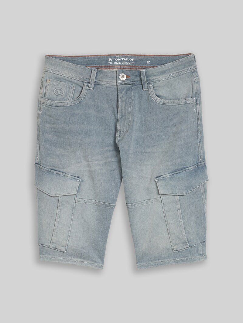 Tom Tailor TTMARVIN STRAIGHT Cargo Jeans Shorts - Light Stone Blue Grey Denim