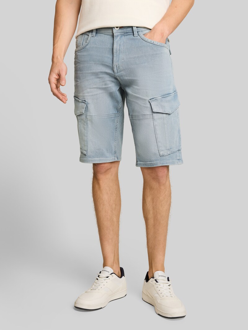 Tom Tailor TTMARVIN STRAIGHT Cargo Jeans Shorts - Light Stone Blue Grey Denim