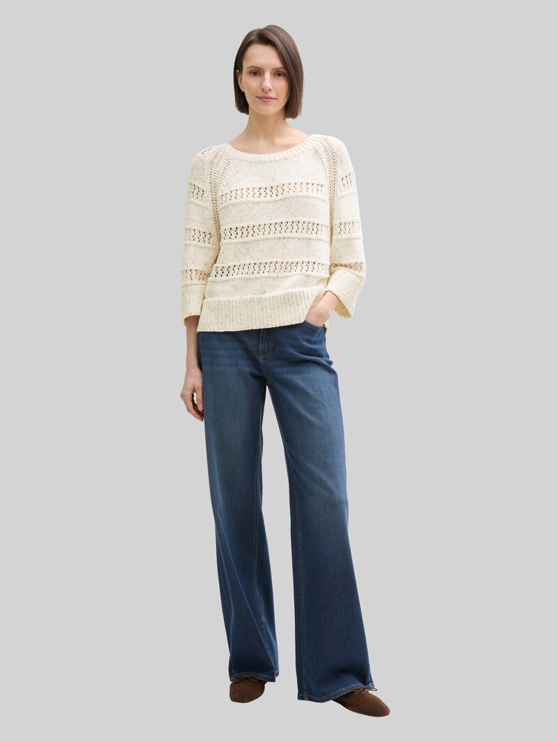 Tom Tailor Loose Fit Strickpullover - Colourful Green Coral Design