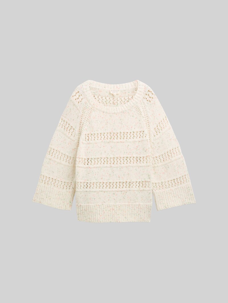 Tom Tailor Loose Fit Strickpullover - Colourful Green Coral Design