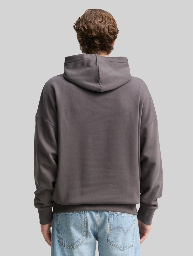 Tom Tailor Oversize Hoodie Sweatshirt mit Print - Classic Mid Grey