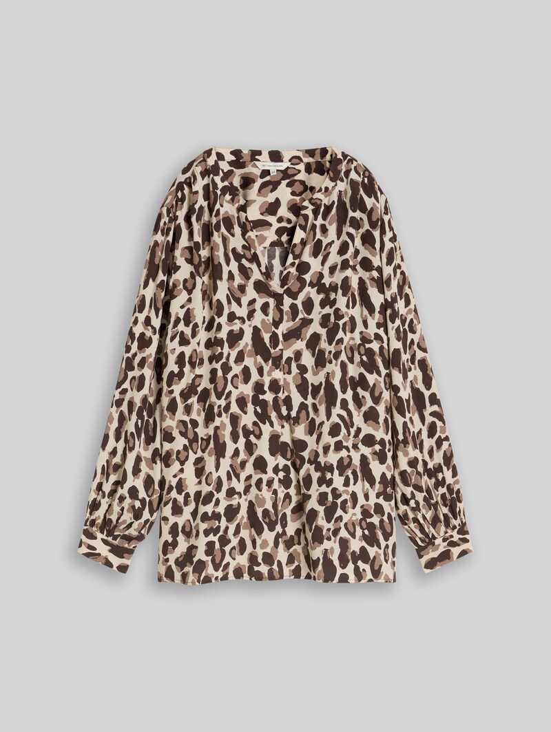Tom Tailor Plus Size - Bluse aus Viskose - Brown Beige Leo Print