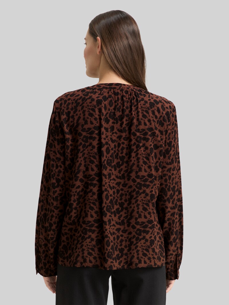 Tom Tailor Bluse mit Leo-Print - Brown Black Small Leo Print