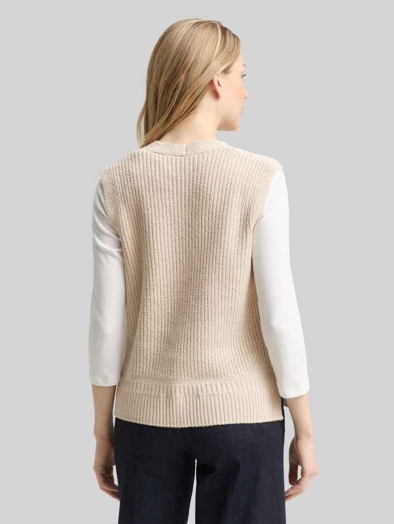 Tom Tailor Pullunder mit V-Ausschnitt - Sand Stone Beige Melange