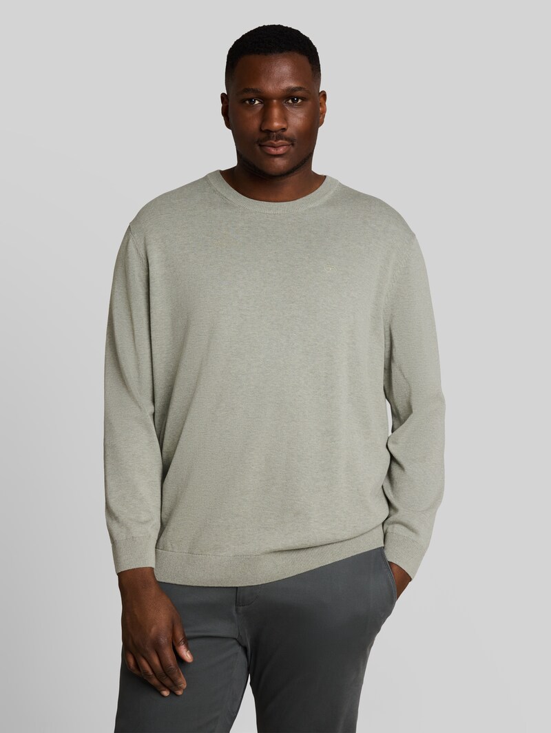 Tom Tailor Plus Size - Strickpullover mit Logo Stickerei - Iron Mint Melange Tom Tailor Plus Size - Strickpullover mit Logo Stickerei - Iron Mint Melange