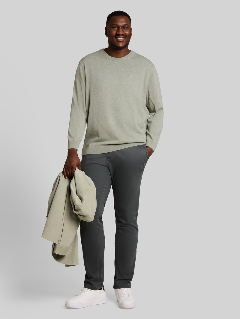 Tom Tailor Plus Size - Strickpullover mit Logo Stickerei - Iron Mint Melange