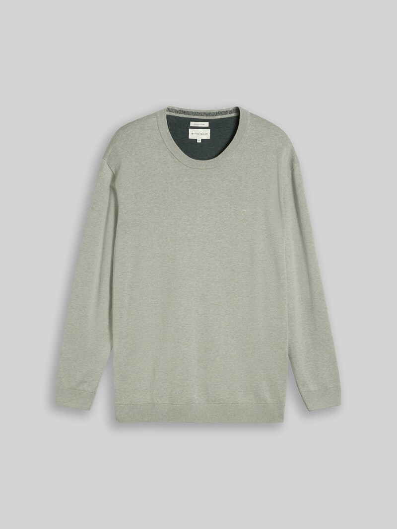 Tom Tailor Plus Size - Strickpullover mit Logo Stickerei - Iron Mint Melange