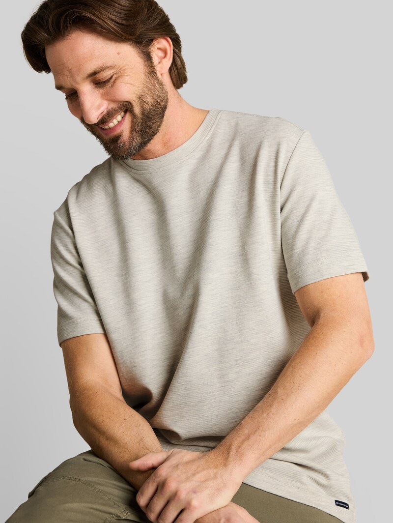 Tom Tailor T-Shirt aus Baumwolle - Gardenia White Ottoman