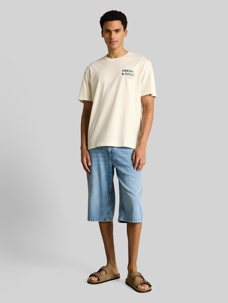 Tom Tailor Relaxed Fit T-Shirt mit Rückenprint - Wool White