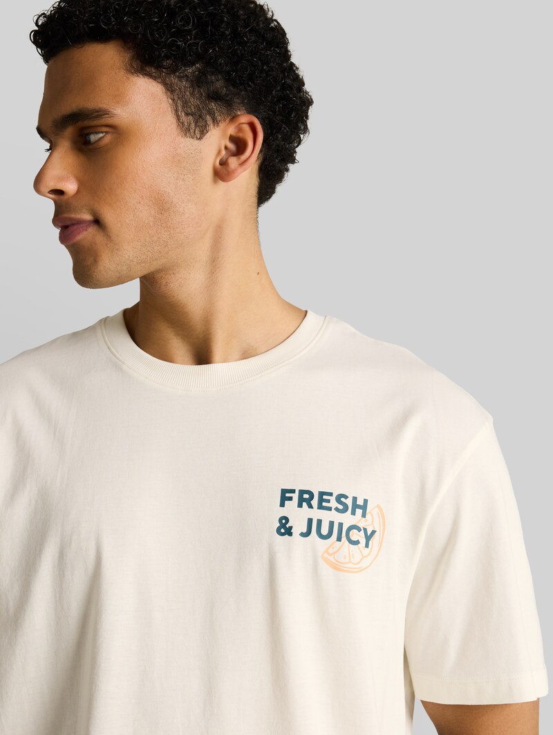 Tom Tailor Relaxed Fit T-Shirt mit Rückenprint - Wool White