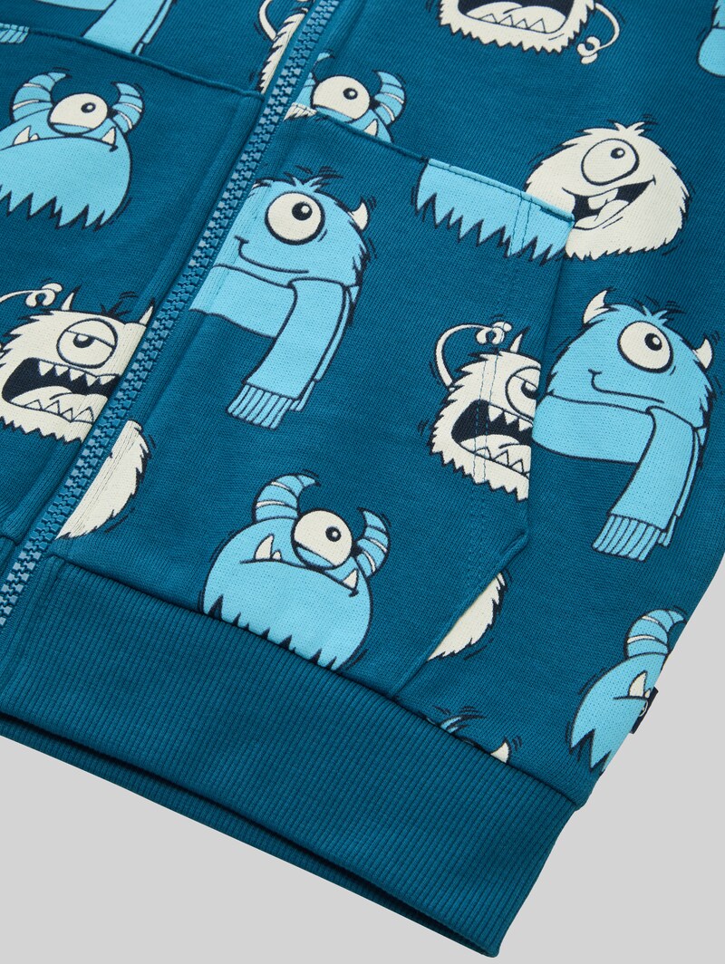 Tom Tailor Sweatjacke mit Allover-Print - Bluish Cozy Monster Design