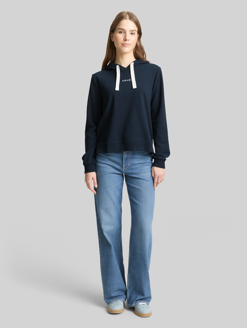 Tom Tailor Hoodie Sweatshirt mit Stickerei - Sky Captain Blue