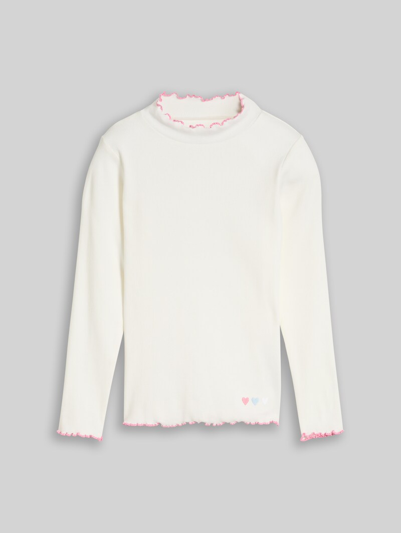 Tom Tailor Langarmshirt mit Rippstruktur - Whisper White