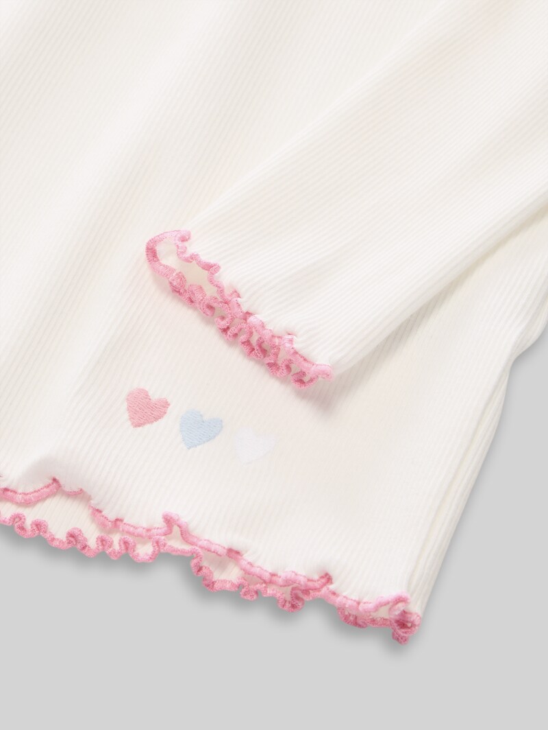 Tom Tailor Langarmshirt mit Rippstruktur - Whisper White