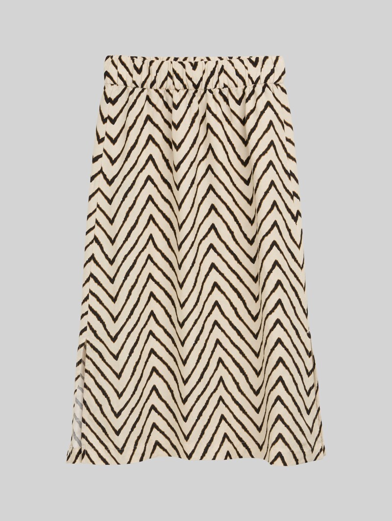 Tom Tailor High Waist Midi-Rock mit Leinenanteil - Natural Zig Zag Design