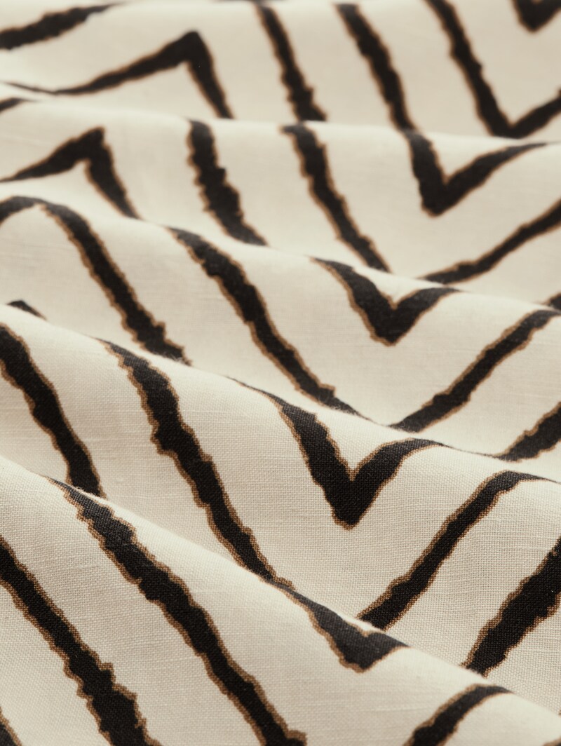 Tom Tailor High Waist Midi-Rock mit Leinenanteil - Natural Zig Zag Design