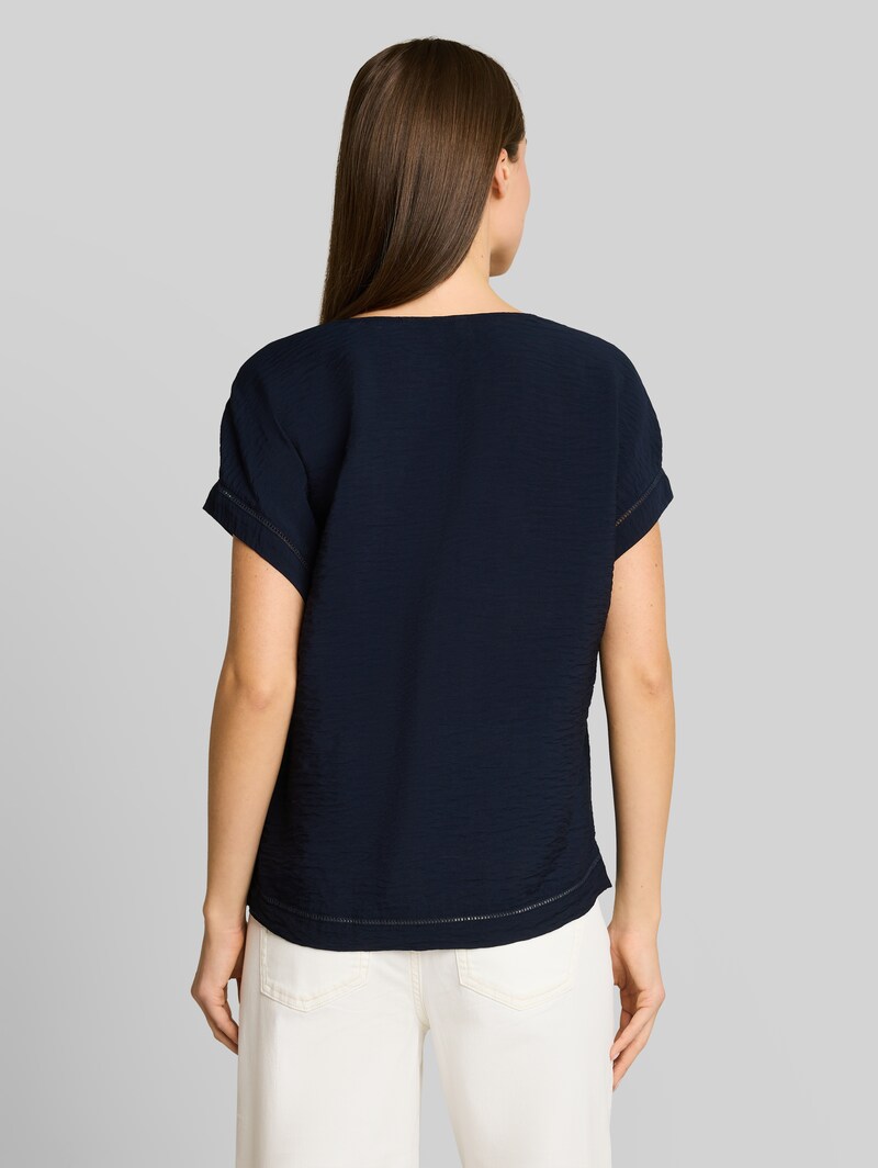Tom Tailor Loose Fit Bluse mit V-Ausschnitt - Sky Captain Blue