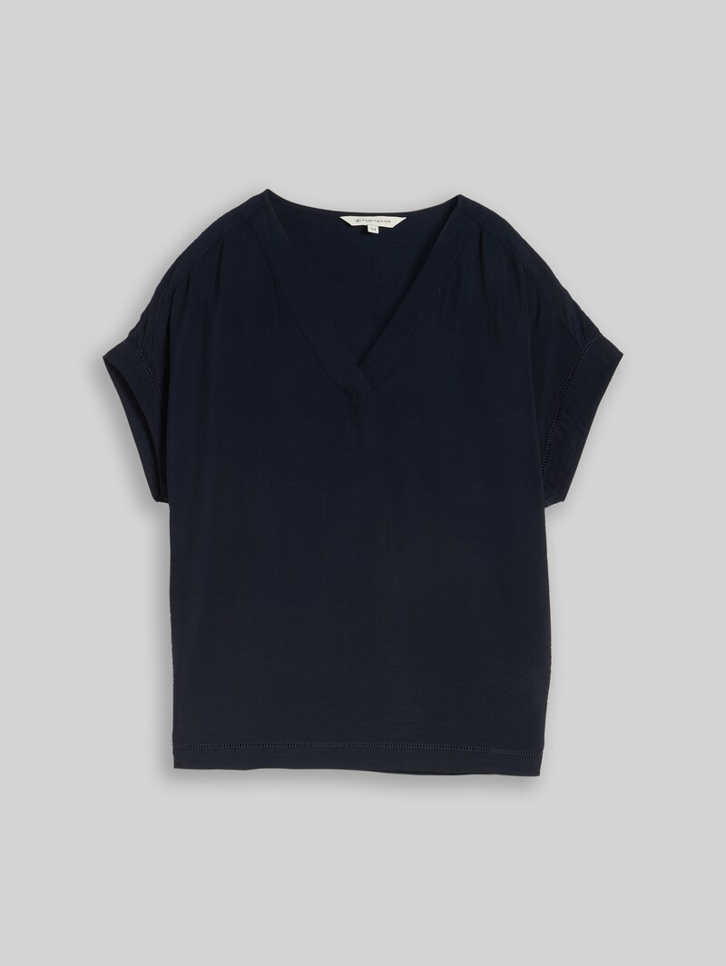 Tom Tailor Loose Fit Bluse mit V-Ausschnitt - Sky Captain Blue