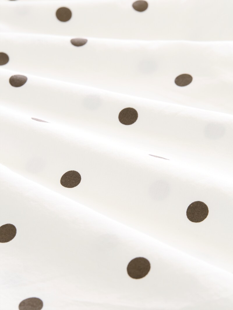 Tom Tailor Popeline Bluse mit Punkten - Off White Dark Brown Dot