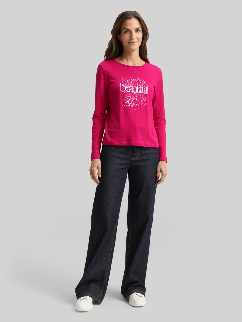 Tom Tailor Langarmshirt mit Print - Cherry Granita