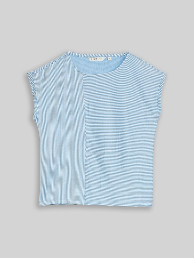 Tom Tailor Loose Fit T-Shirt mit Streifenmuster - Small Mid Blue White Stripe