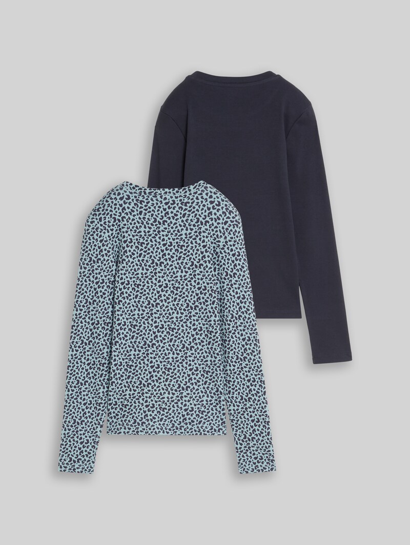 Tom Tailor Ripp Langarmshirt im 2er-Pack - Parisien Night Blue