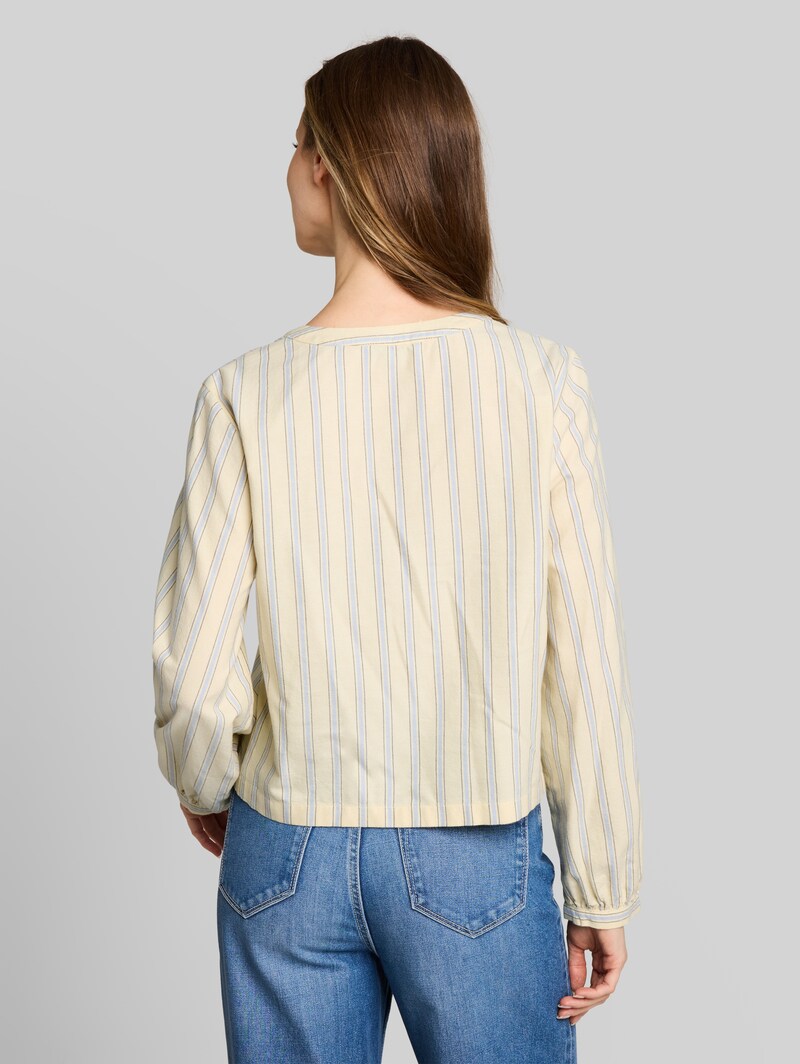 Tom Tailor Oxford Bluse mit Schleifen - Yellow Blue Brown Stripe