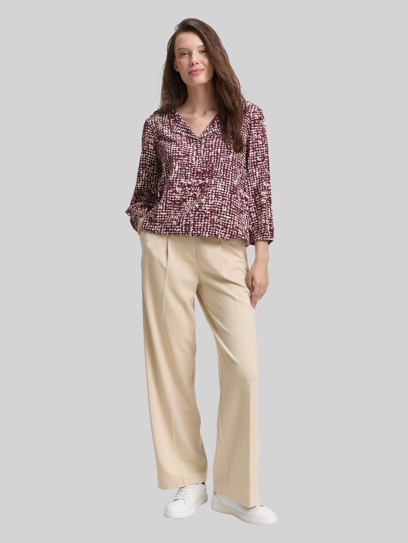 Tom Tailor Bluse aus Viskose - Dark Red Abstract Dot Design