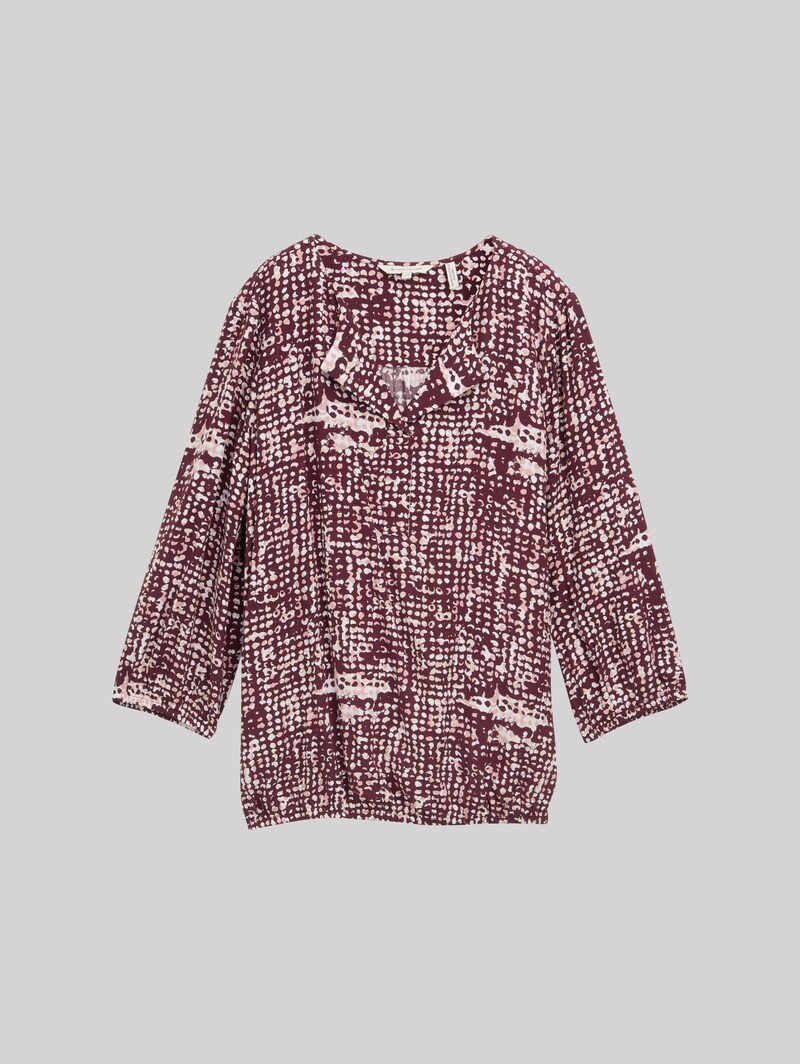 Tom Tailor Bluse aus Viskose - Dark Red Abstract Dot Design