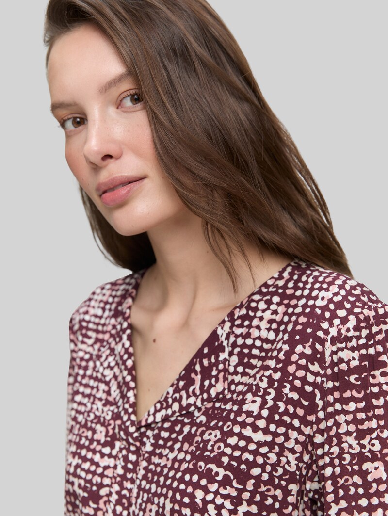 Tom Tailor Bluse aus Viskose - Dark Red Abstract Dot Design